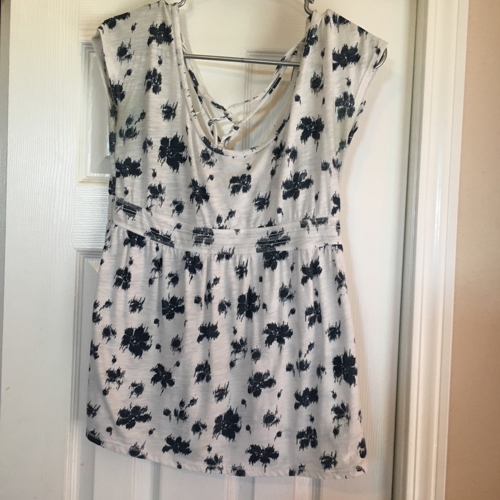 White and blue summer floral shirt